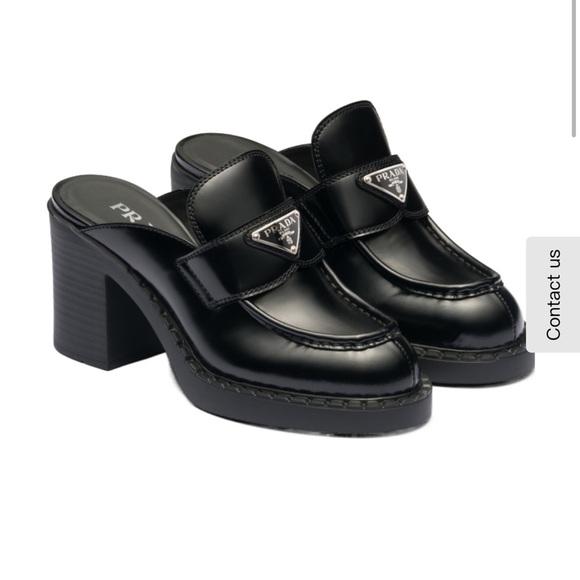 Prada Black Leather Block Heel Mules. Size 39 - Picture 1 of 17